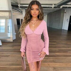 Bodycon Long Sleeve Evening Party Cocktail Mini Dress